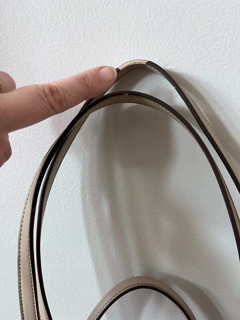 Anne Klein Beige Faux Leather Tote Bag Lion Logo Double‎ Handle Shoulder Bag